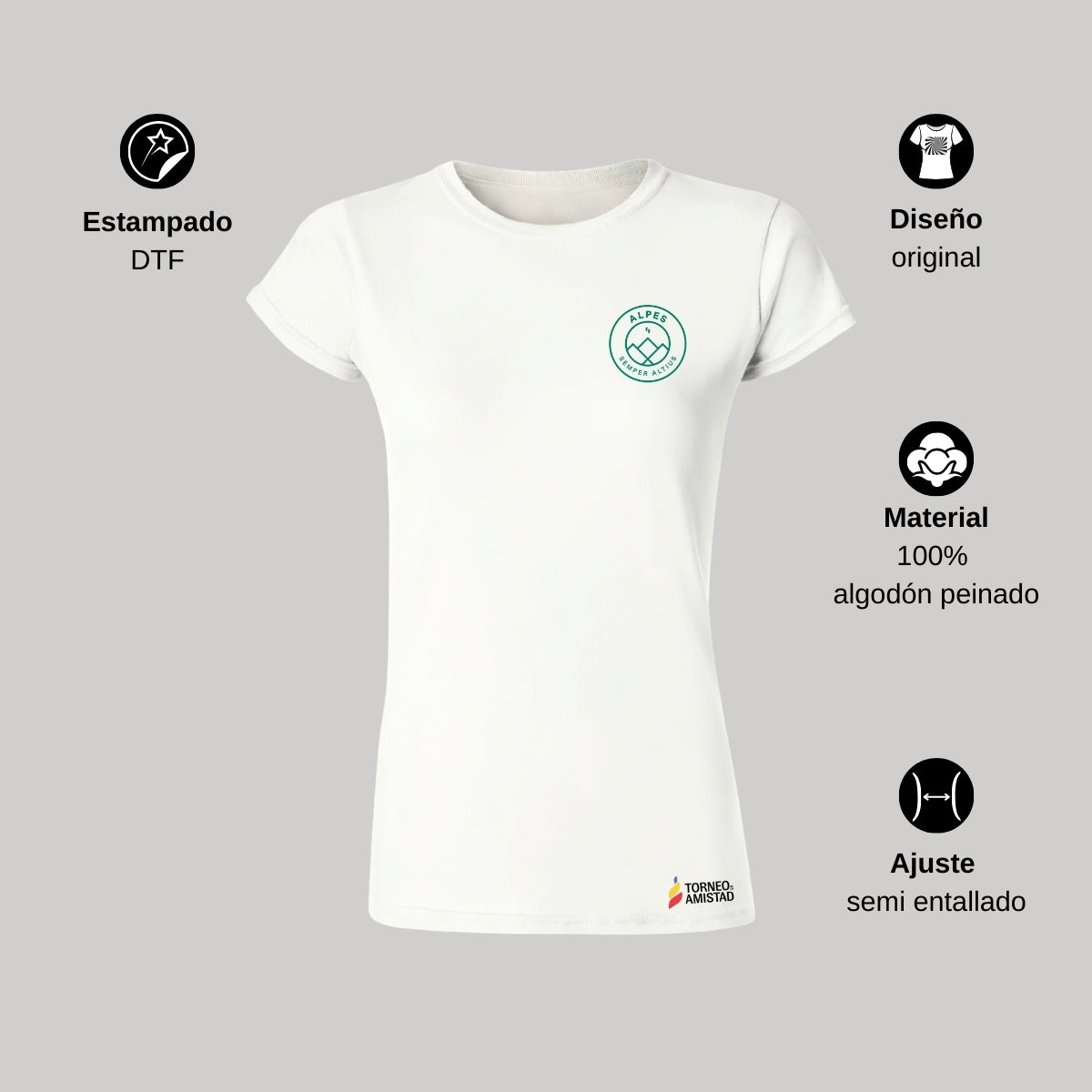 Playera Mujer Algodón Torneo de la Amistad D2E Alpes