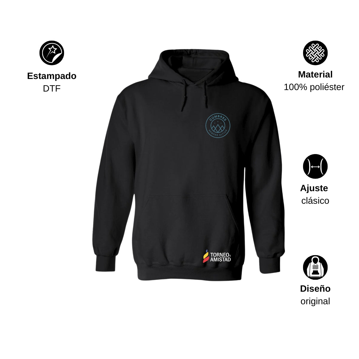 Sudadera Hoodie Unisex Poliéster Torneo de la Amistad D2E Cumbres