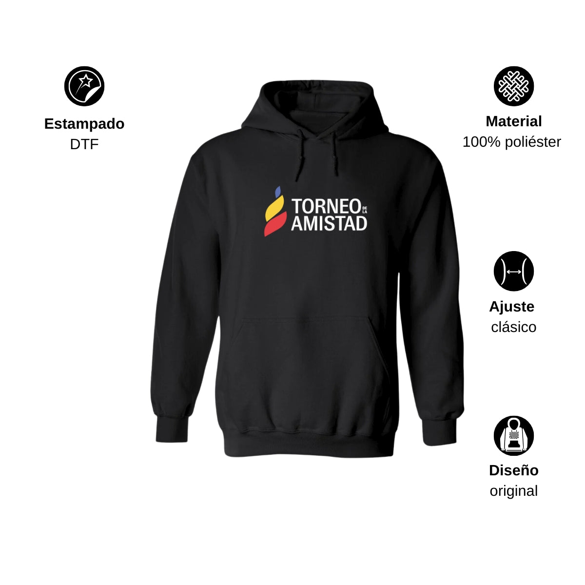 Sudadera Hoodie Unisex Poliéster Torneo de la Amistad D3