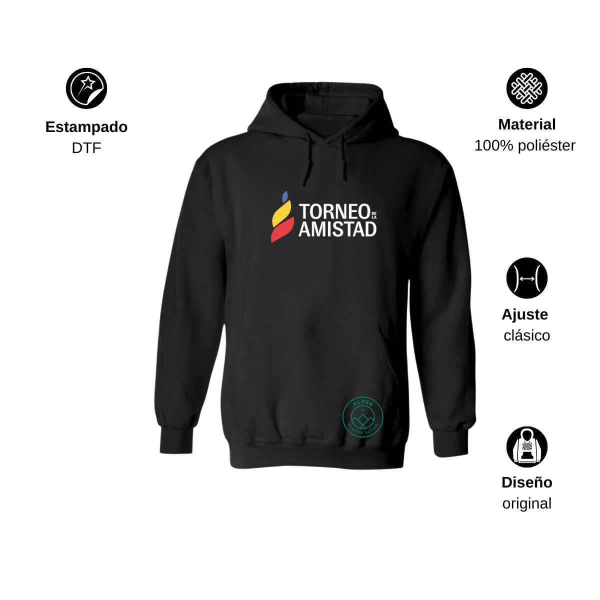 Sudadera Hoodie Unisex Poliéster Torneo de la Amistad D3T Alpes