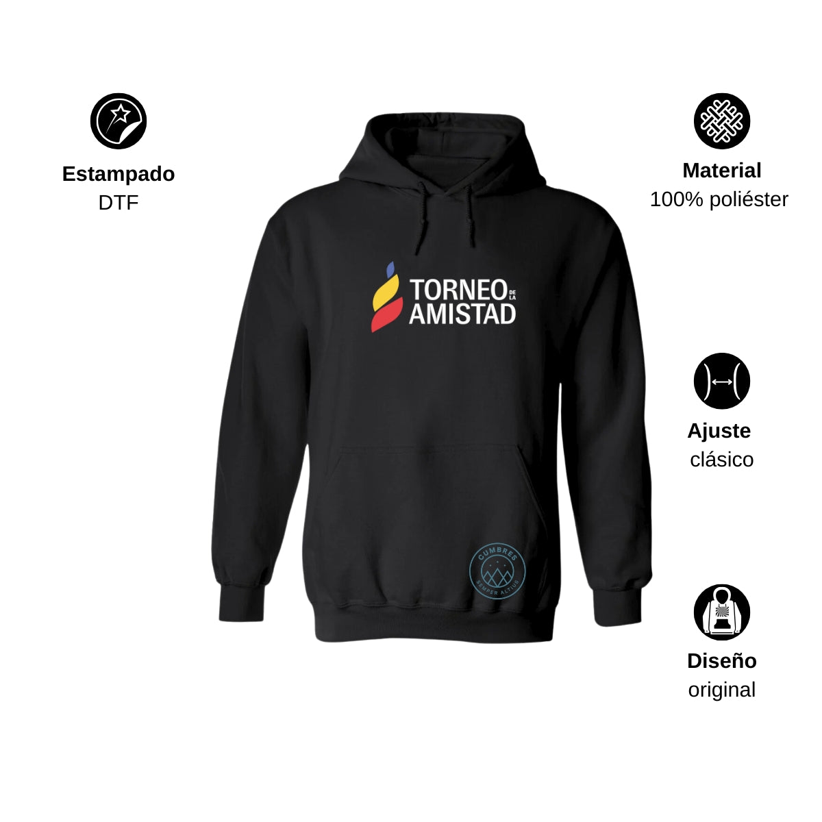 Sudadera Hoodie Unisex Poliéster Torneo de la Amistad D3T Cumbres
