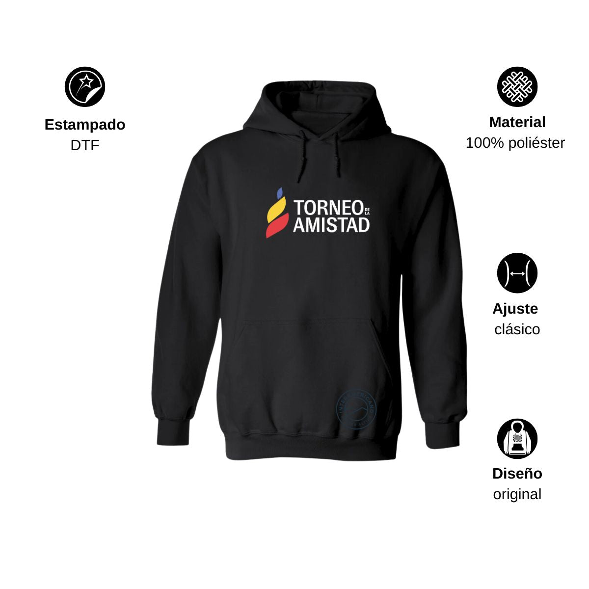 Sudadera Hoodie Unisex Poliéster Torneo de la Amistad D3T Interamericano