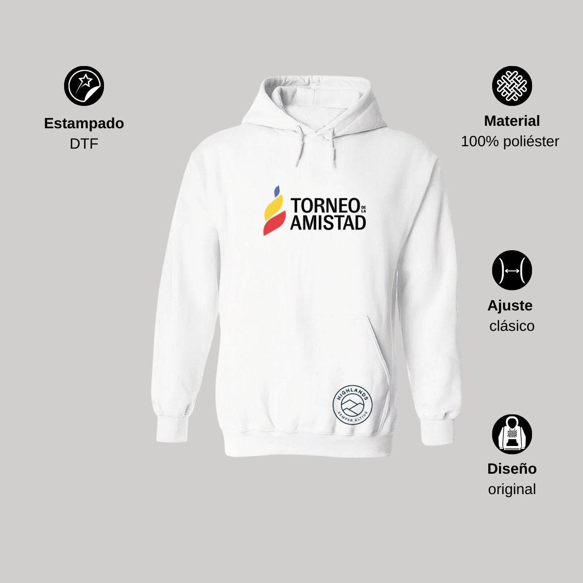 Sudadera Hoodie Unisex Poliéster Torneo de la Amistad D3T Highlands