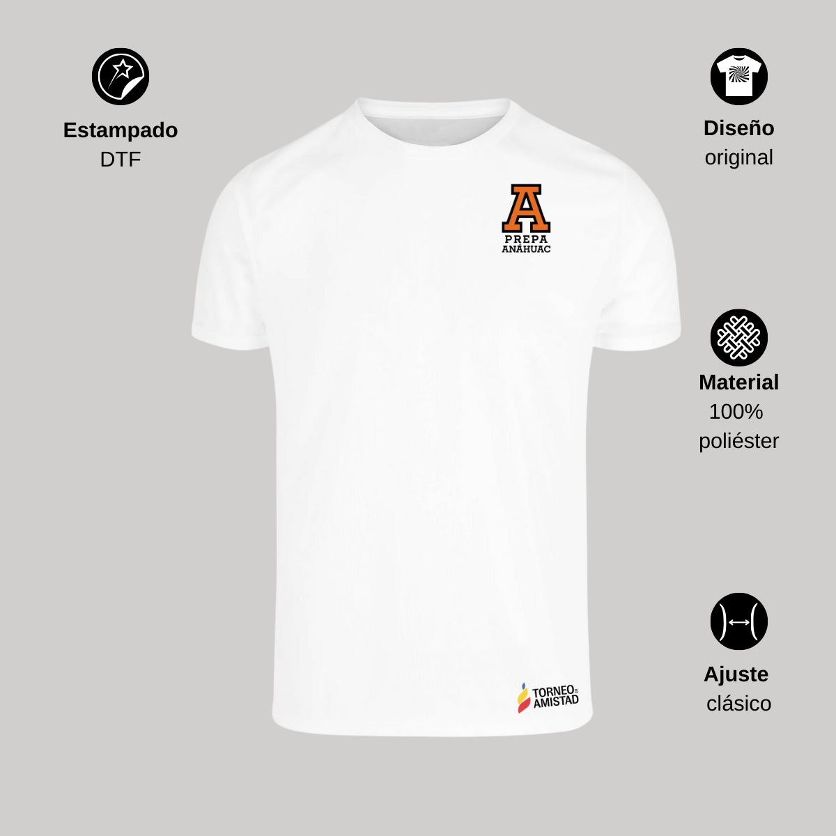 Playera Dry Fit Unisex Poliéster Torneo de la Amistad D2E Prepa Anahuac