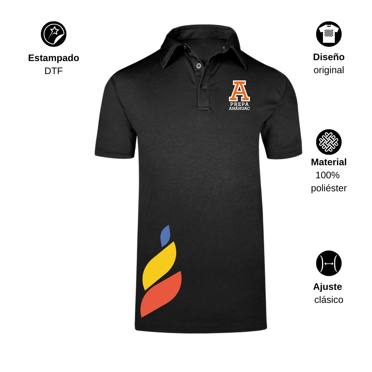 Playera Polo Dry Fit Unisex Poliéster Torneo de la Amistad D1E Prepa Anahuac
