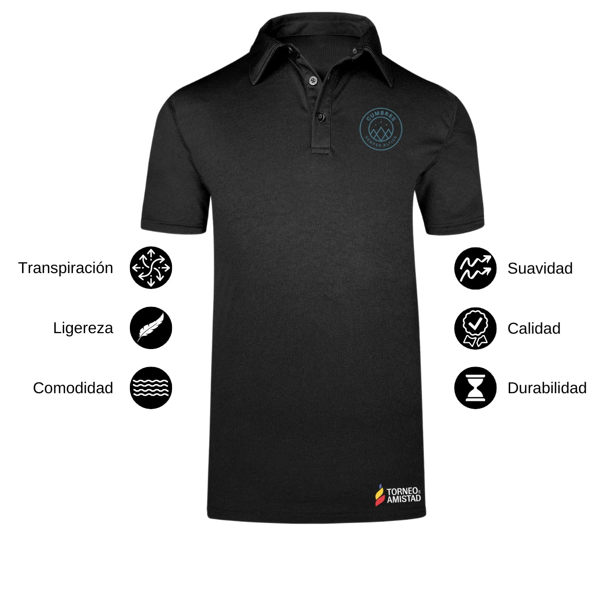 Playera Polo Dry Fit Unisex Poliéster Torneo de la Amistad D2E Cumbres