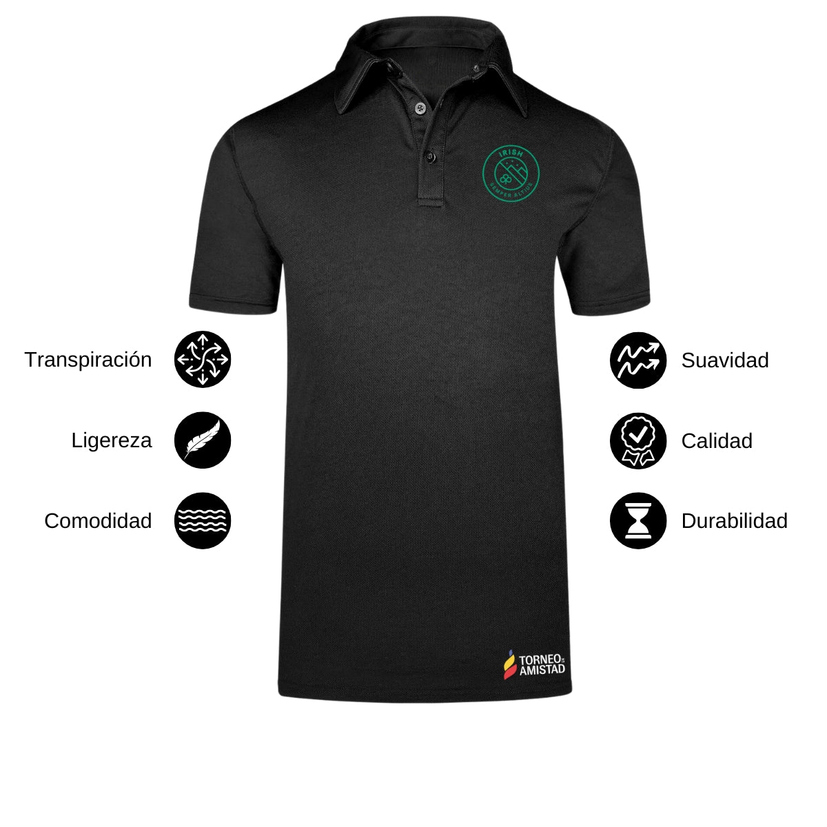 Playera Polo Dry Fit Unisex Poliéster Torneo de la Amistad D2E Irish
