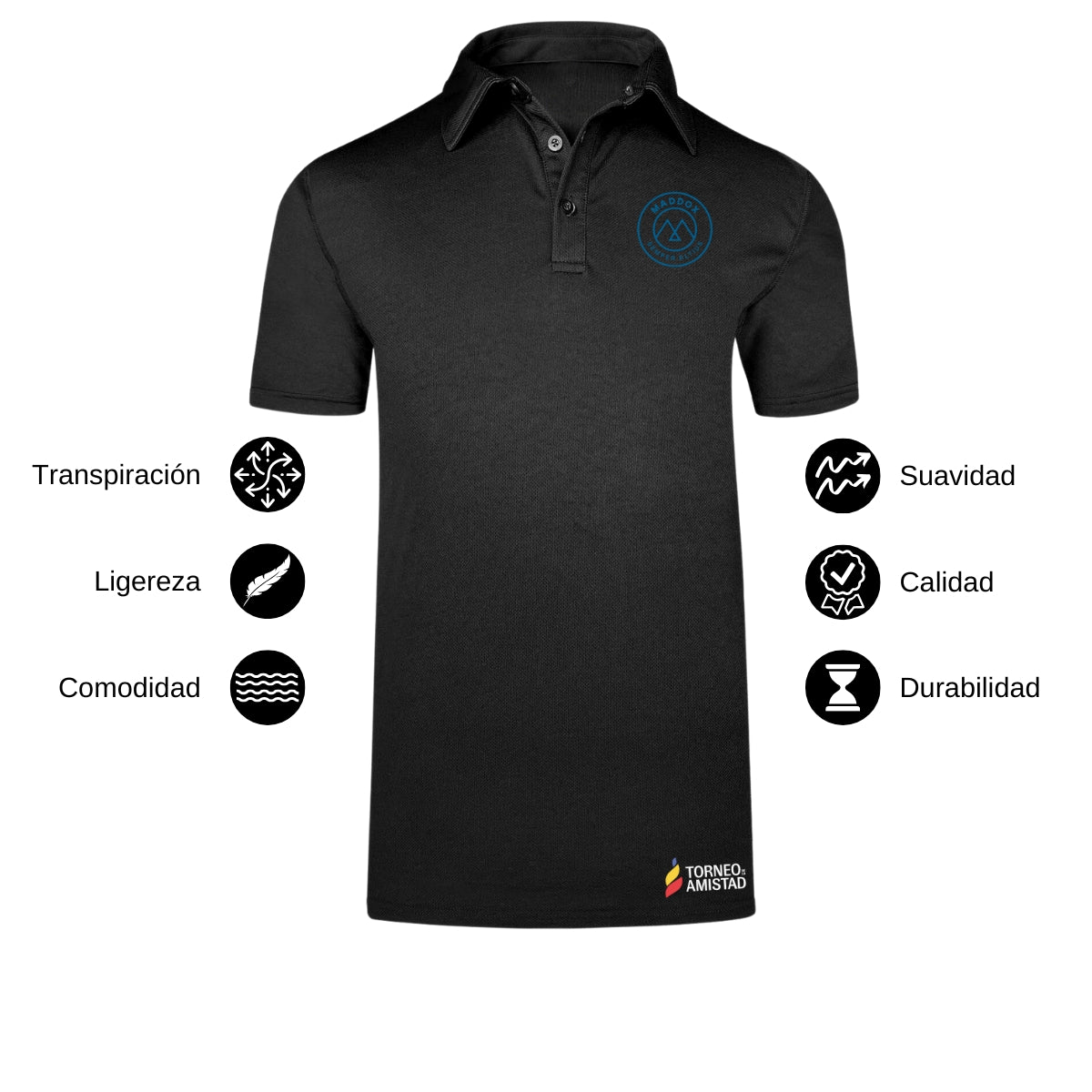 Playera Polo Dry Fit Unisex Poliéster Torneo de la Amistad D2E Maddox
