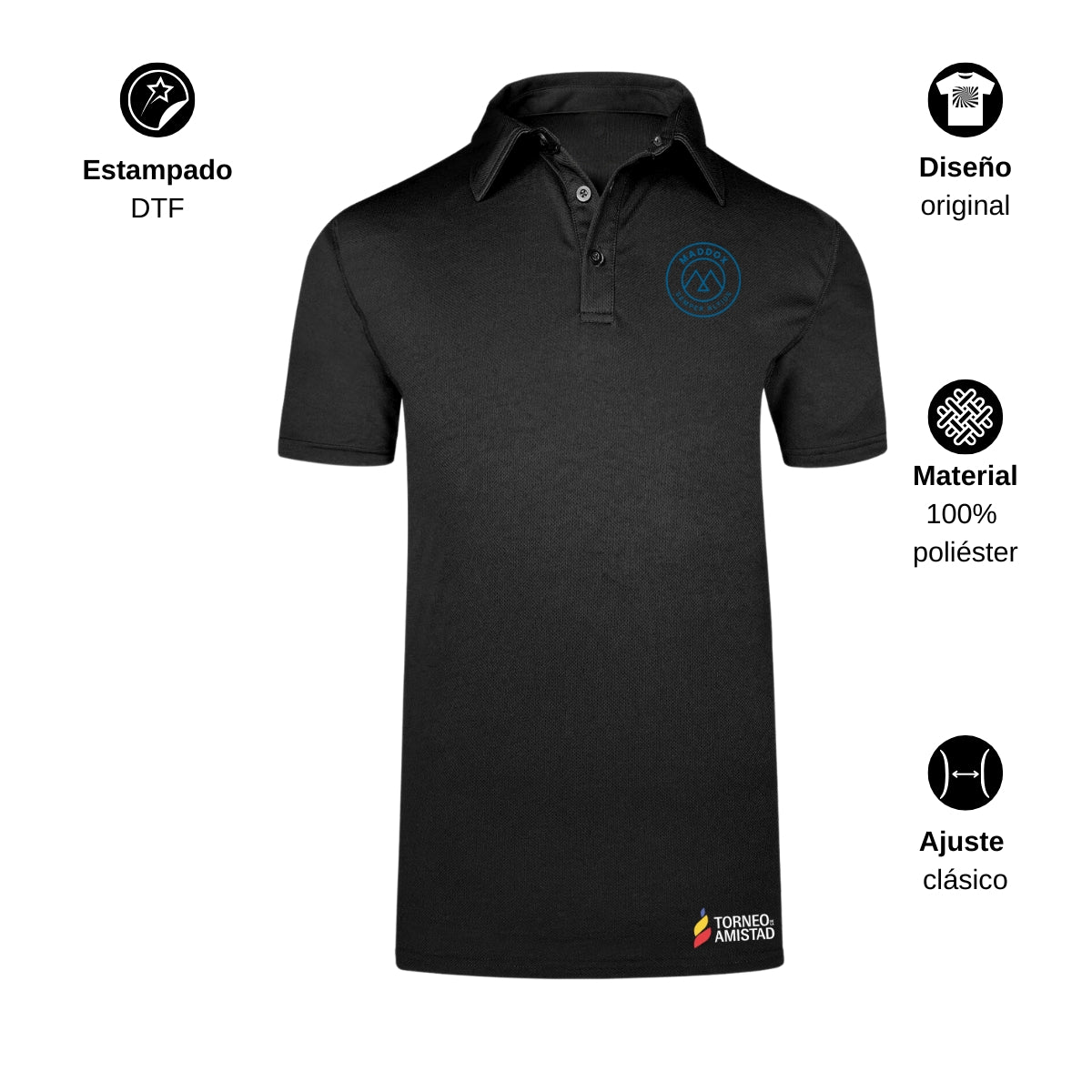 Playera Polo Dry Fit Unisex Poliéster Torneo de la Amistad D2E Maddox