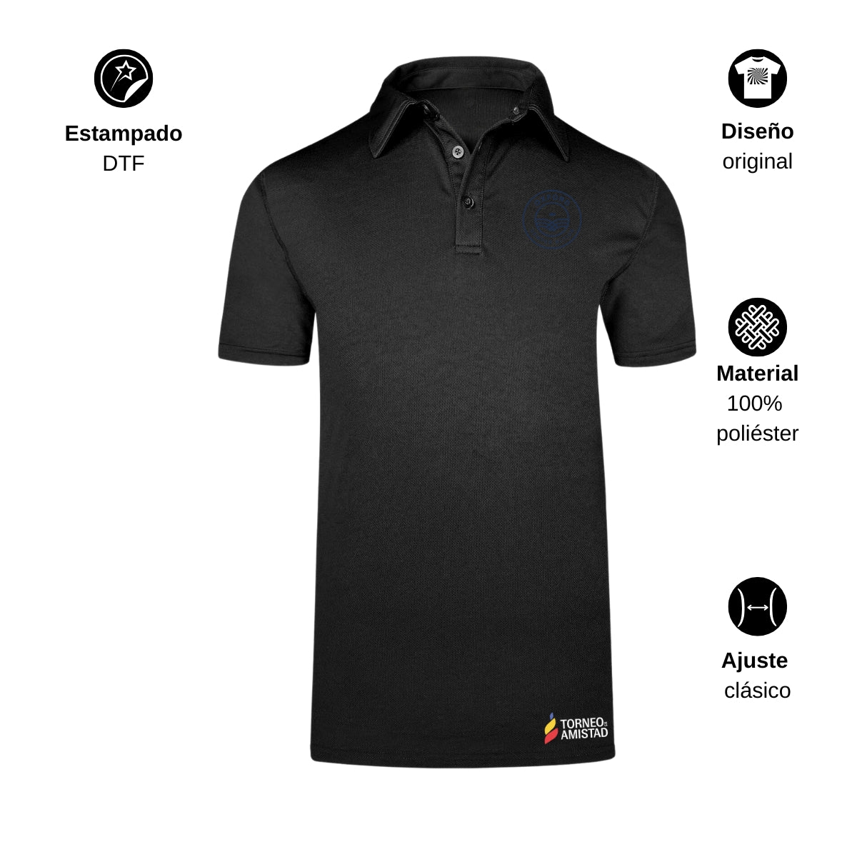 Playera Polo Dry Fit Unisex Poliéster Torneo de la Amistad D2E Oxford