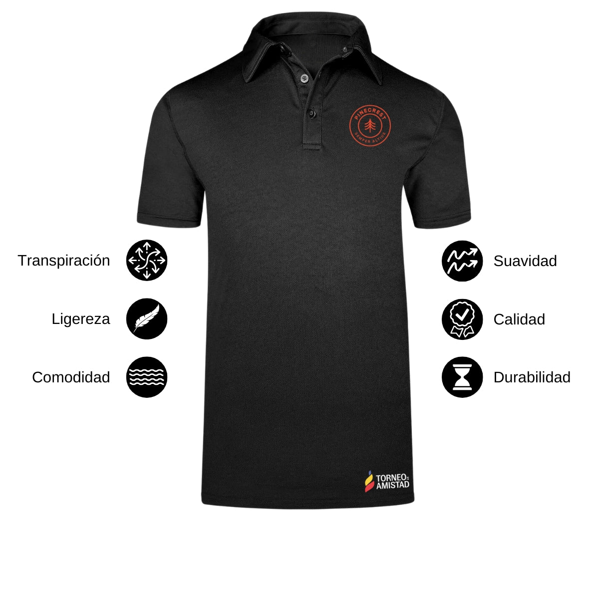 Playera Polo Dry Fit Unisex Poliéster Torneo de la Amistad D2E Pinecrest