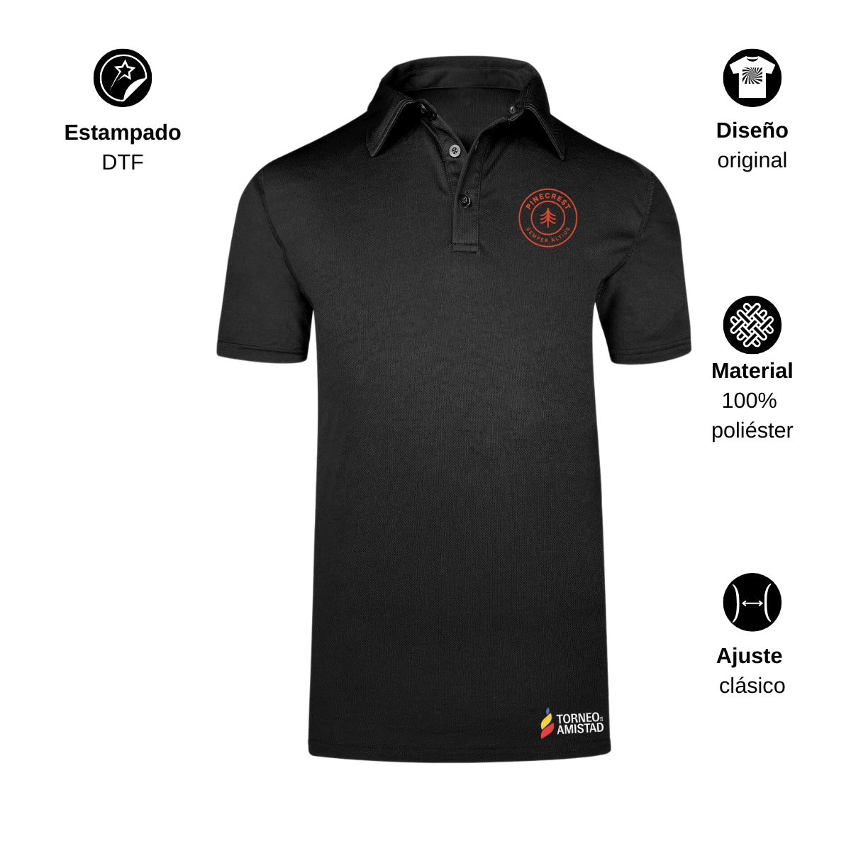 Playera Polo Dry Fit Unisex Poliéster Torneo de la Amistad D2E Pinecrest