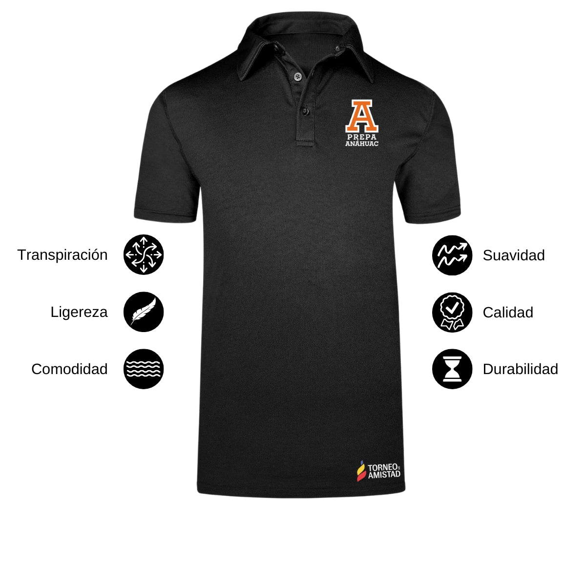 Playera Polo Dry Fit Unisex Poliéster Torneo de la Amistad D2E Prepa Anahuac