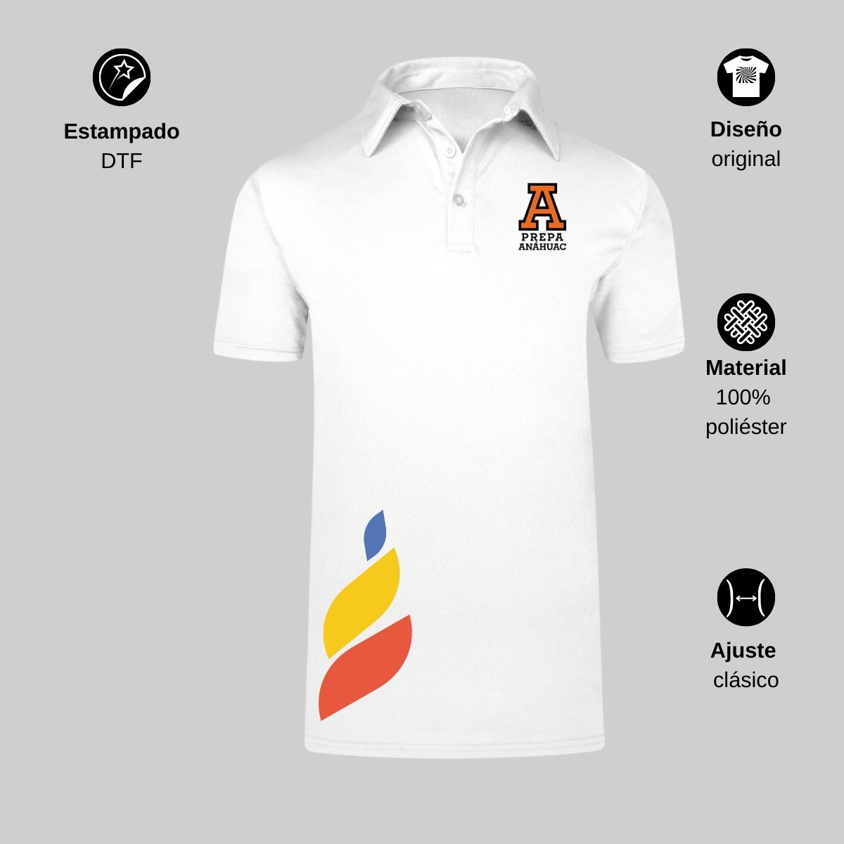 Playera Polo Dry Fit Unisex Poliéster Torneo de la Amistad D1E Prepa Anahuac