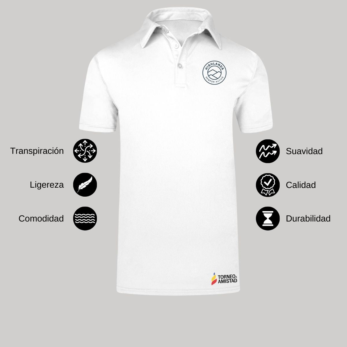 Playera Polo Dry Fit Unisex Poliéster Torneo de la Amistad D2E Highlands