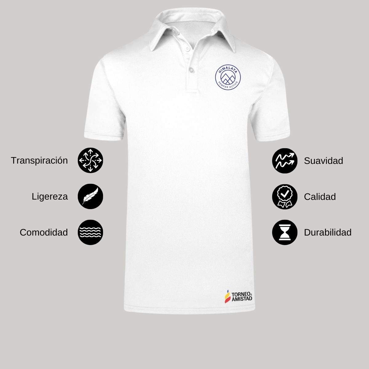 Playera Polo Dry Fit Unisex Poliéster Torneo de la Amistad D2E Himalaya