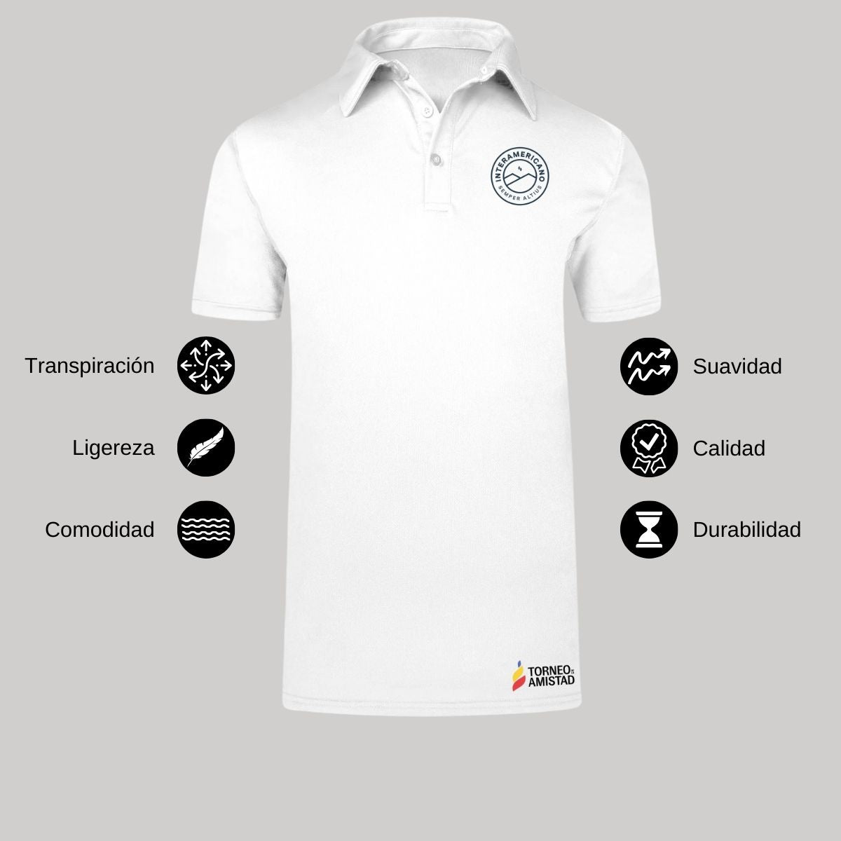 Playera Polo Dry Fit Unisex Poliéster Torneo de la Amistad D2E Interamericano
