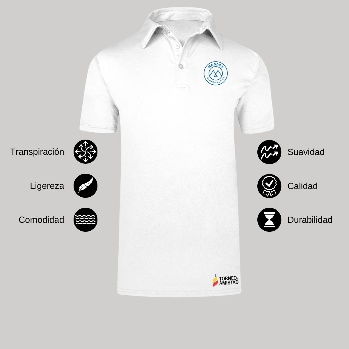 Playera Polo Dry Fit Unisex Poliéster Torneo de la Amistad D2E Maddox