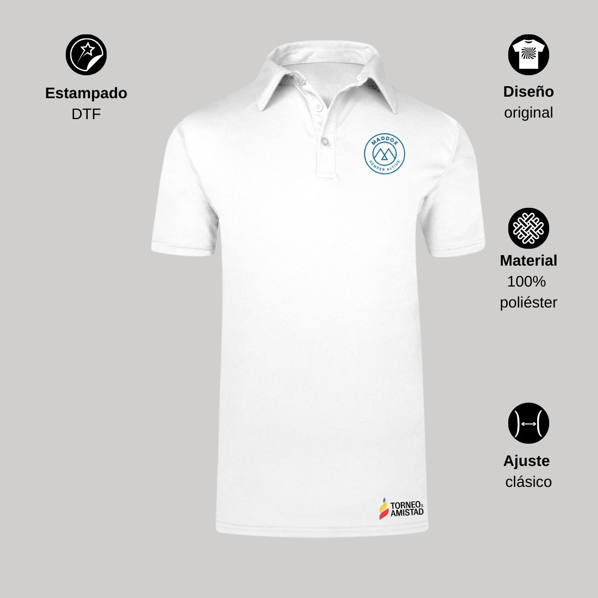 Playera Polo Dry Fit Unisex Poliéster Torneo de la Amistad D2E Maddox
