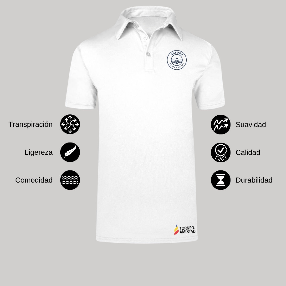 Playera Polo Dry Fit Unisex Poliéster Torneo de la Amistad D2E Oxford