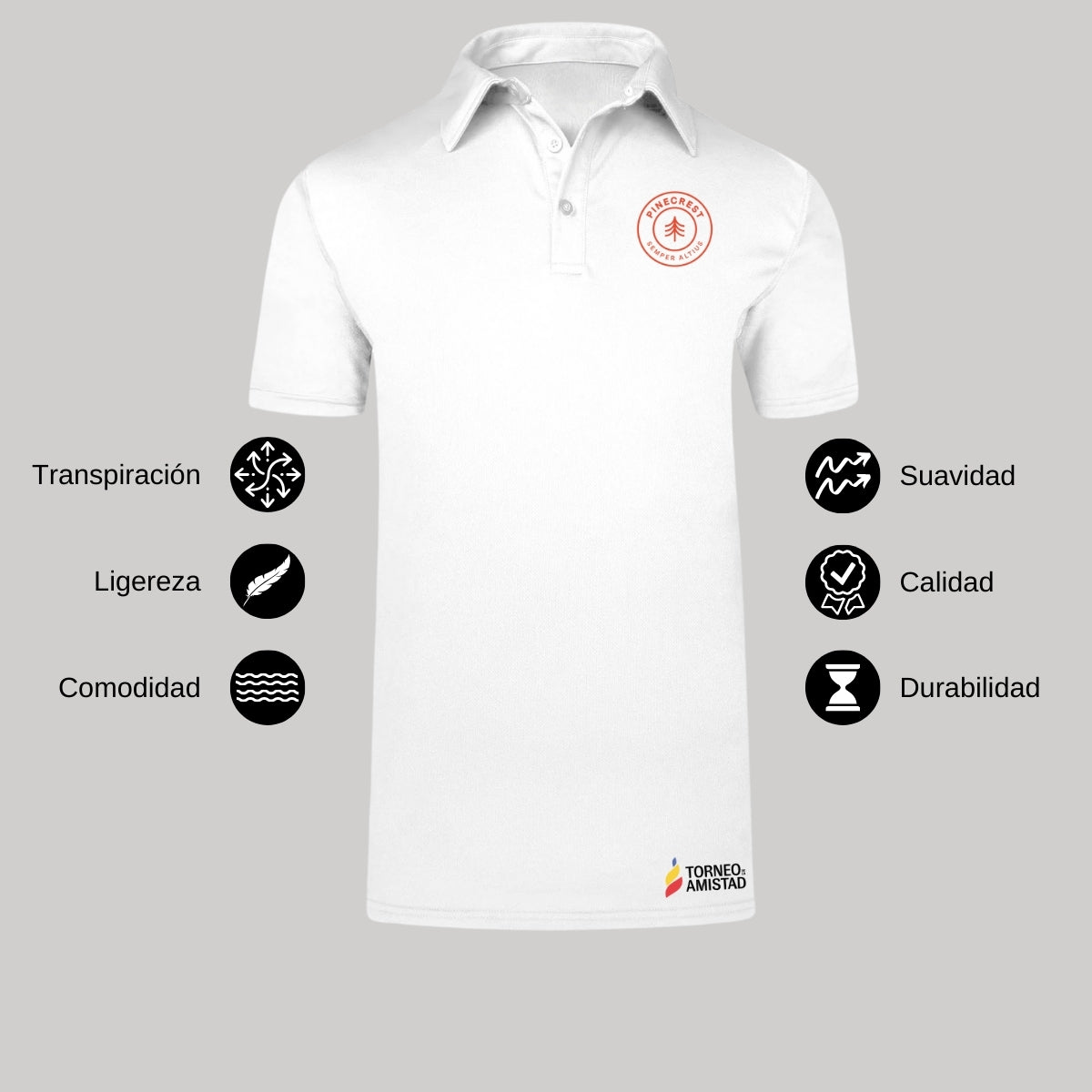 Playera Polo Dry Fit Unisex Poliéster Torneo de la Amistad D2E Pinecrest