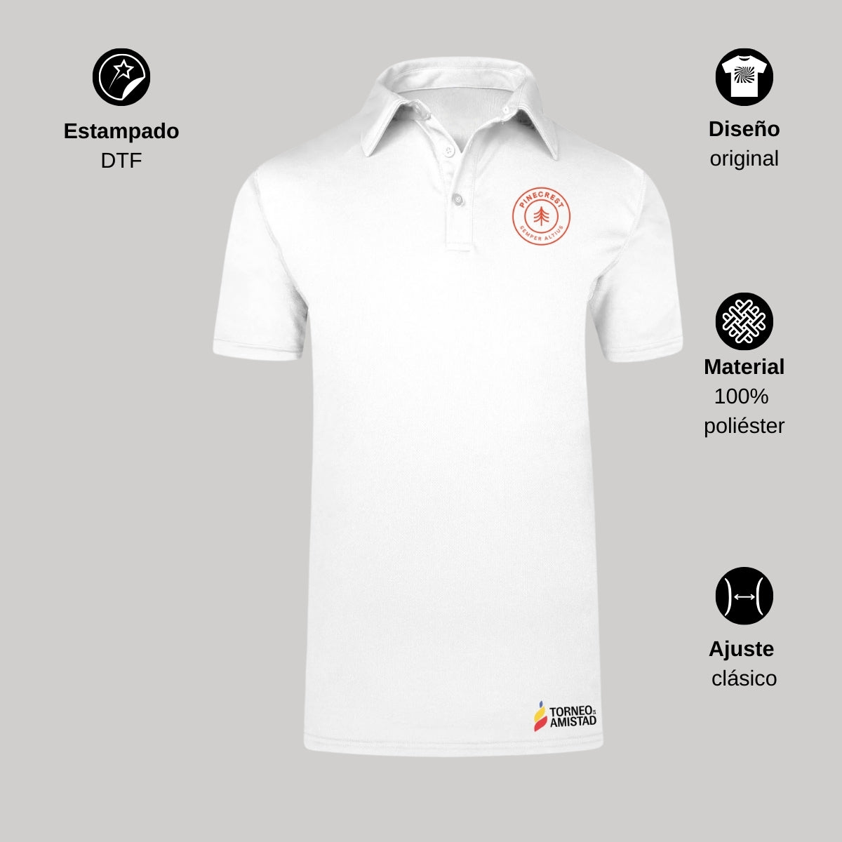 Playera Polo Dry Fit Unisex Poliéster Torneo de la Amistad D2E Pinecrest