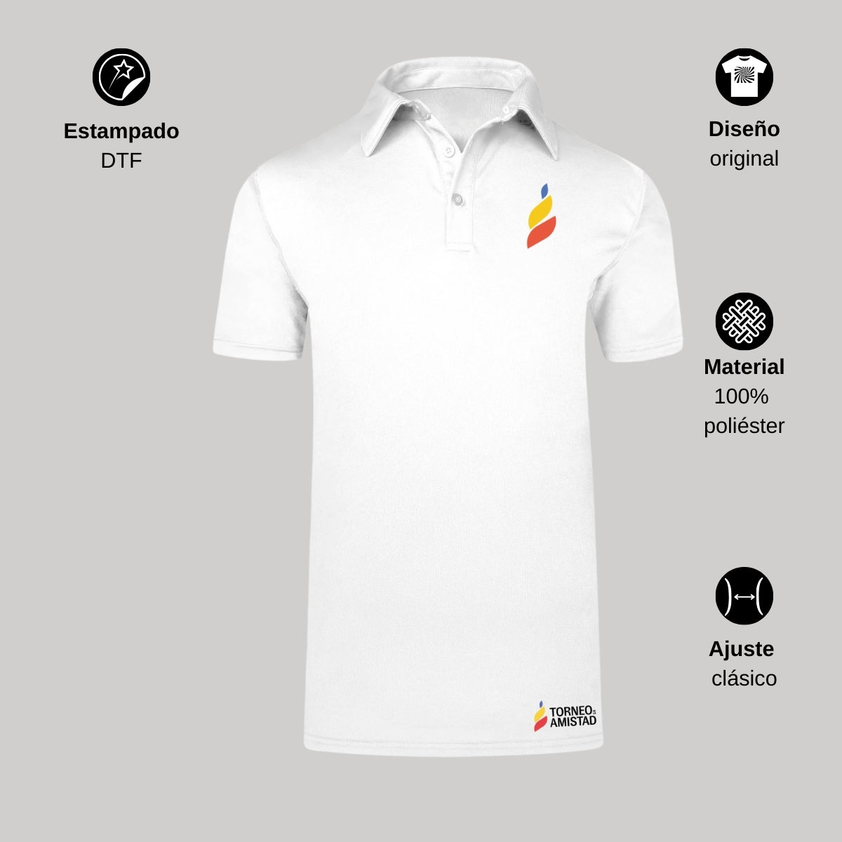 Playera Polo Dry Fit Unisex Poliéster Torneo de la Amistad D5