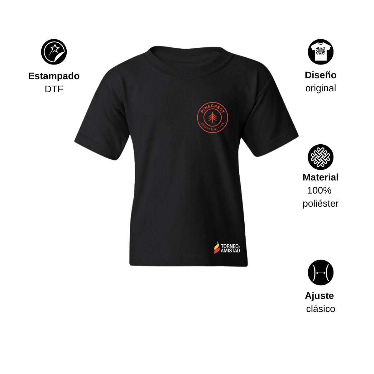 Playera Dry Fit Infantil Poliéster Torneo de la Amistad D2E Pinecrest