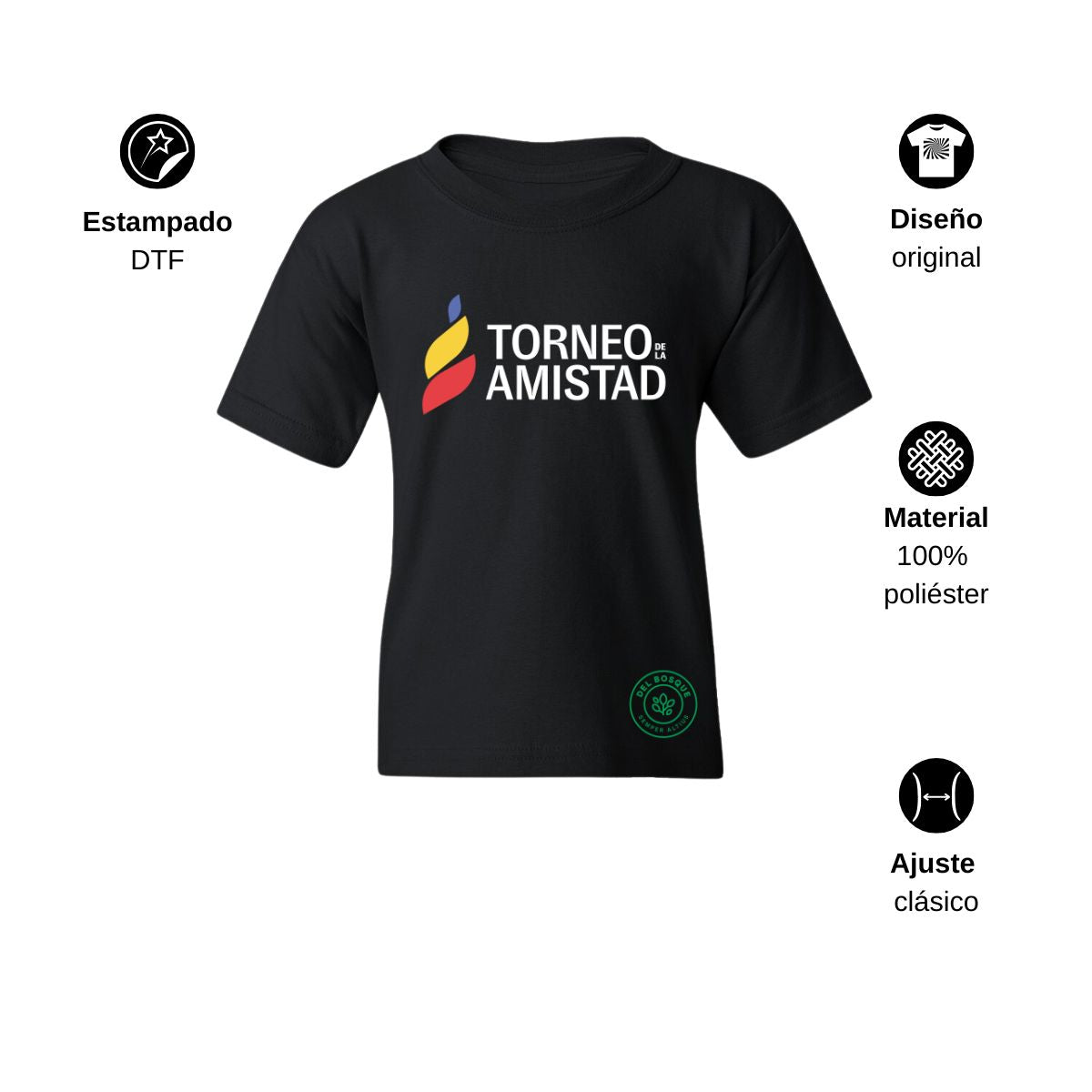 Playera Dry Fit Infantil Poliéster Torneo de la Amistad D3T Del Bosque