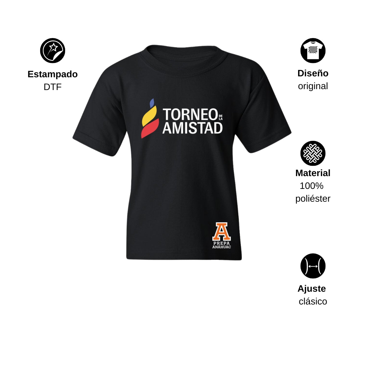 Playera Dry Fit Infantil Poliéster Torneo de la Amistad D3T Prepa Anahuac
