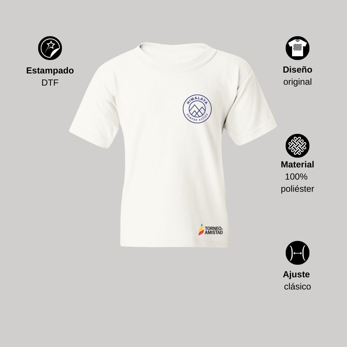 Playera Dry Fit Infantil Poliéster Torneo de la Amistad D2E Himalaya