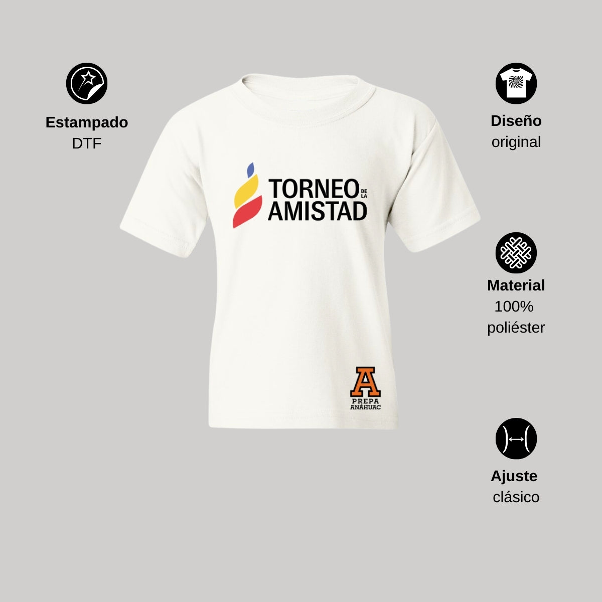 Playera Dry Fit Infantil Poliéster Torneo de la Amistad D3T Prepa Anahuac