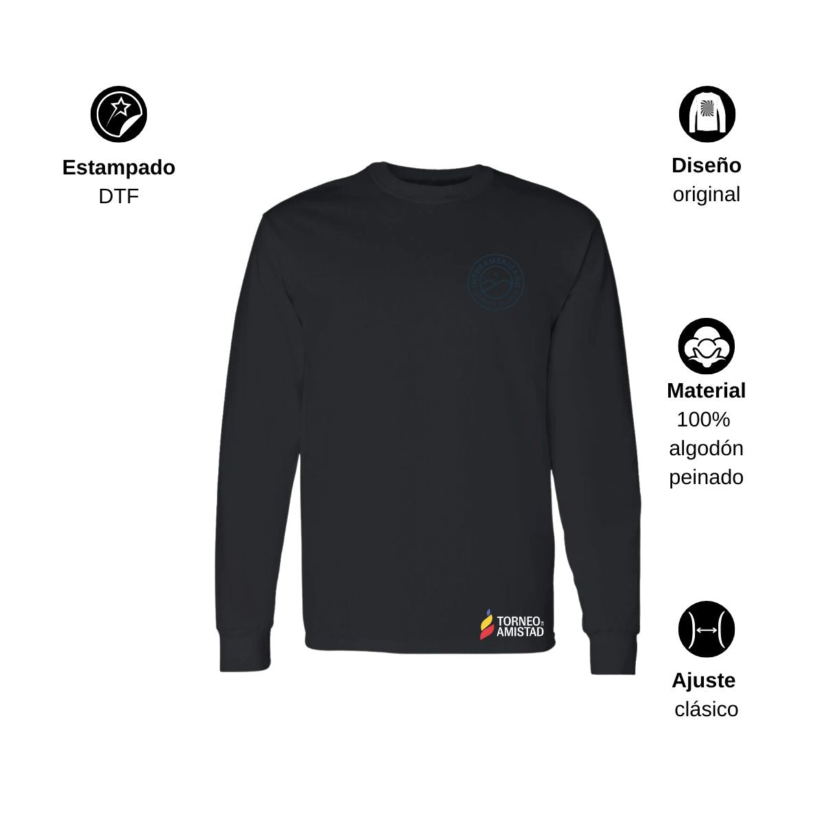 Playera Manga Larga Unisex Algodón Torneo de la Amistad D2E Interamericano