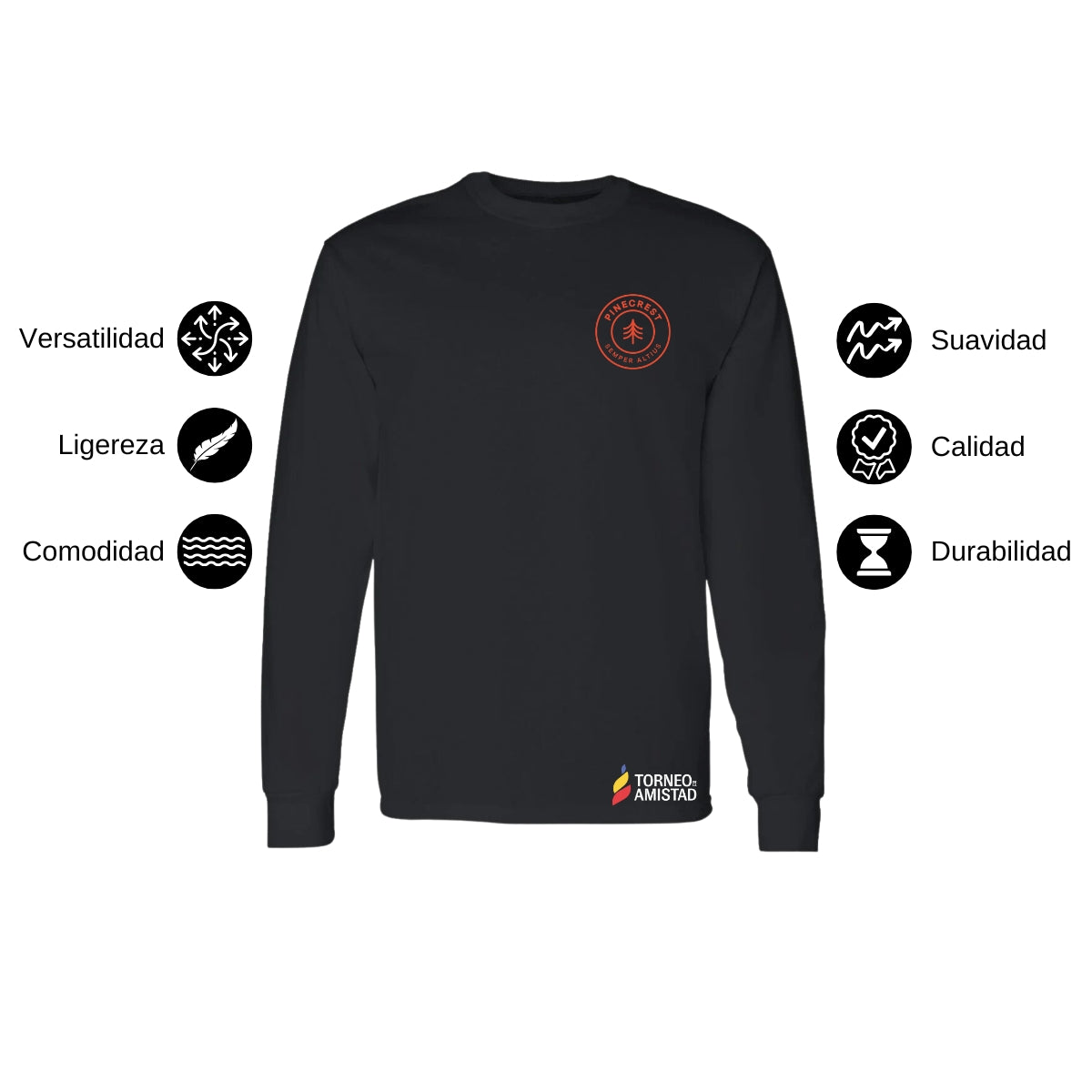 Playera Manga Larga Unisex Algodón Torneo de la Amistad D2E Pinecrest