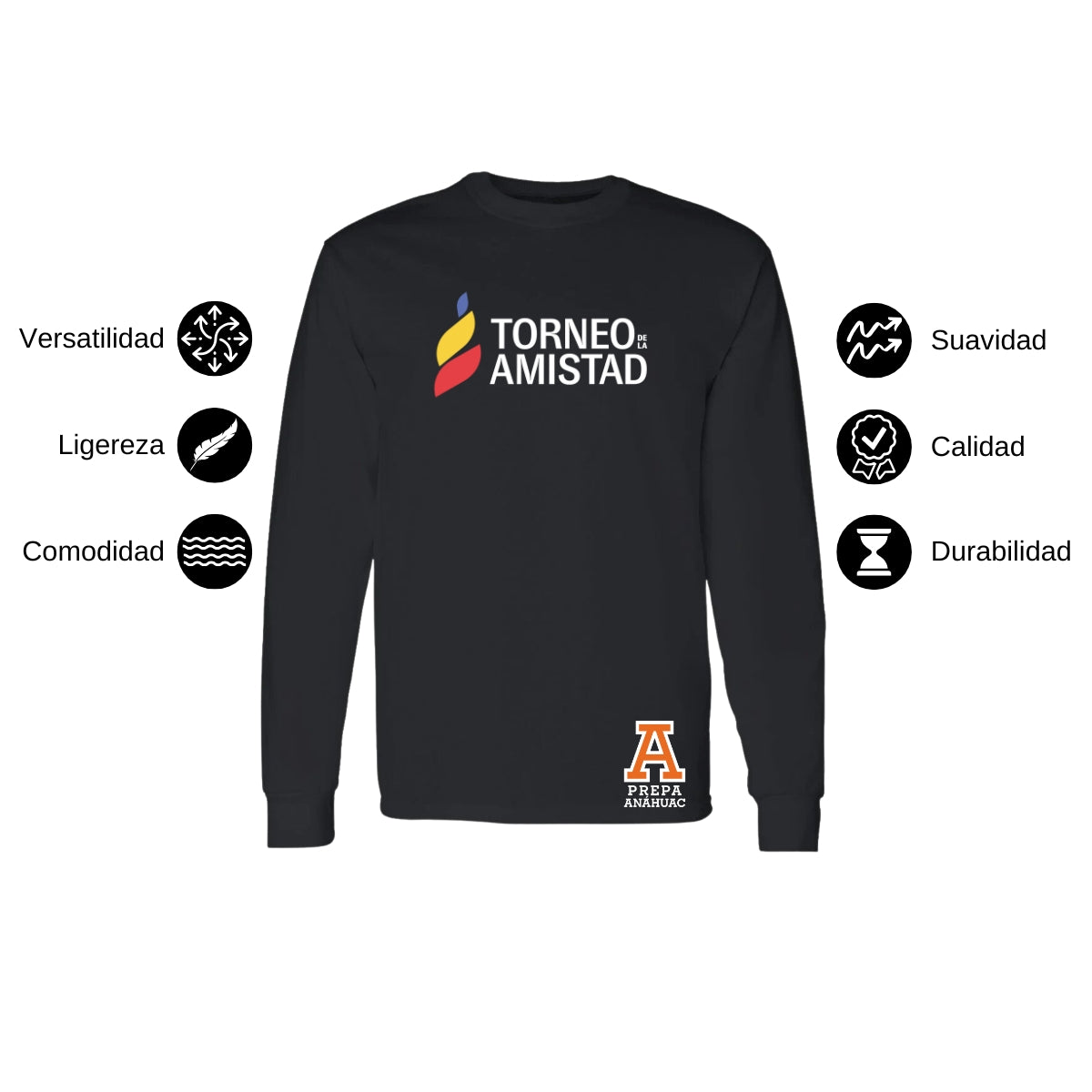 Playera Manga Larga Unisex Algodón Torneo de la Amistad D3T Prepa Anahuac