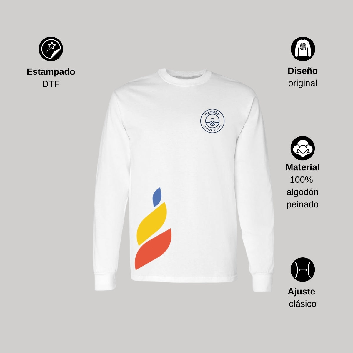 Playera Manga Larga Unisex Algodón Torneo de la Amistad D1E Oxford