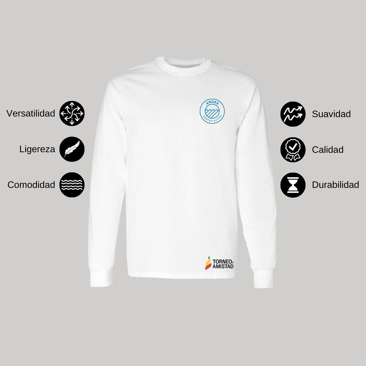 Playera Manga Larga Unisex Algodón Torneo de la Amistad D2E Andes