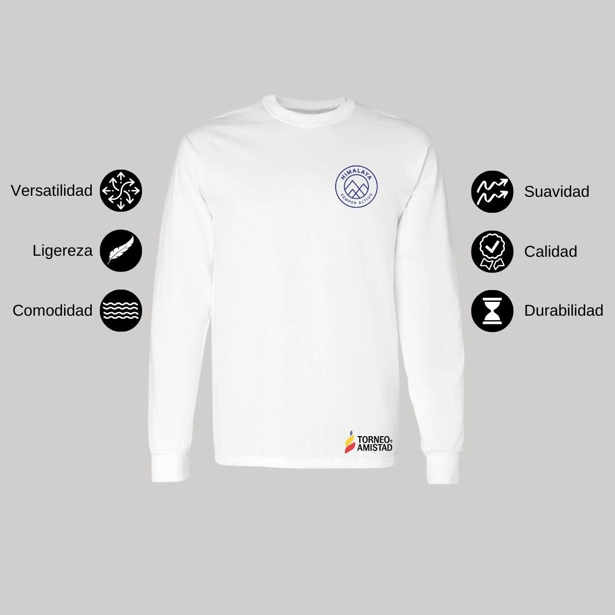 Playera Manga Larga Unisex Algodón Torneo de la Amistad D2E Himalaya