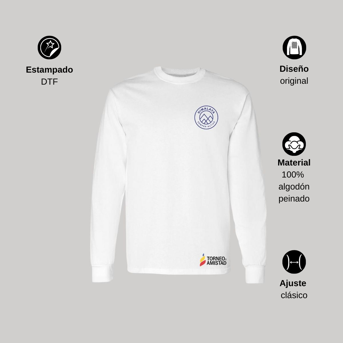 Playera Manga Larga Unisex Algodón Torneo de la Amistad D2E Himalaya