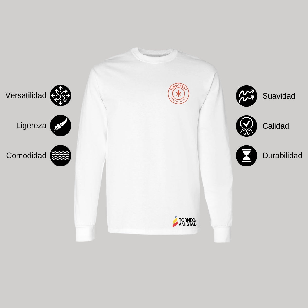 Playera Manga Larga Unisex Algodón Torneo de la Amistad D2E Pinecrest