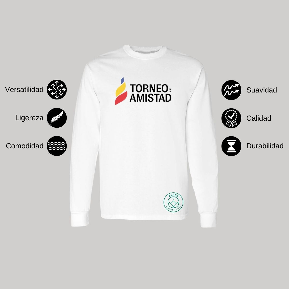 Playera Manga Larga Unisex Algodón Torneo de la Amistad D3T Alpes