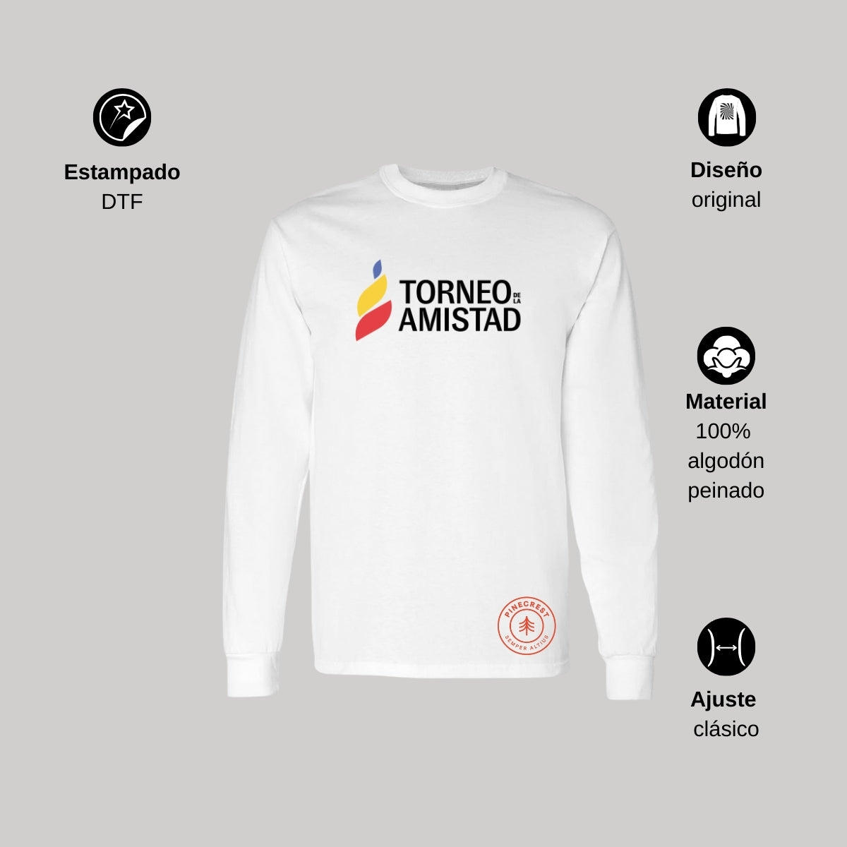 Playera Manga Larga Unisex Algodón Torneo de la Amistad D3T Pinecrest