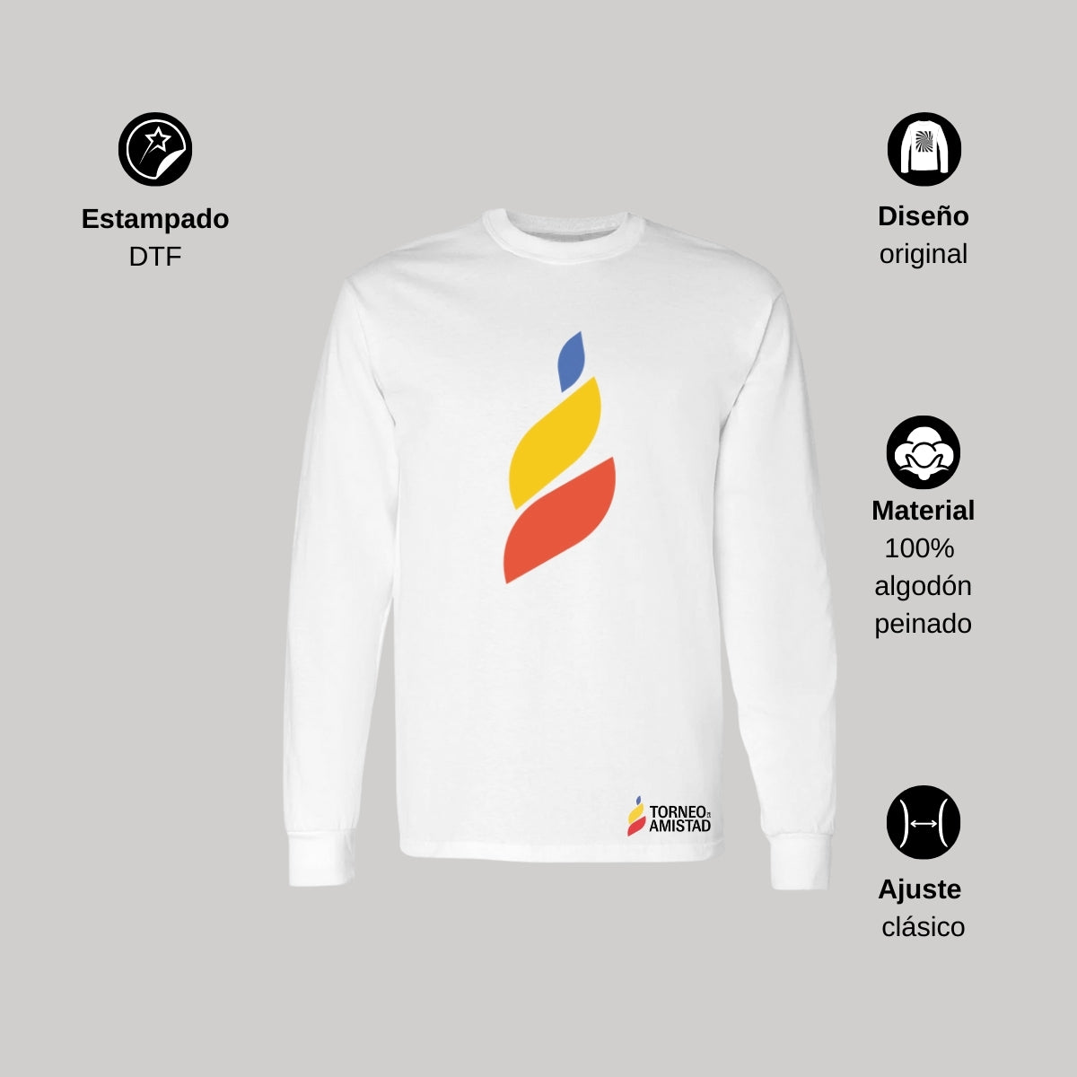 Playera Manga Larga Unisex Algodón Torneo de la Amistad D4