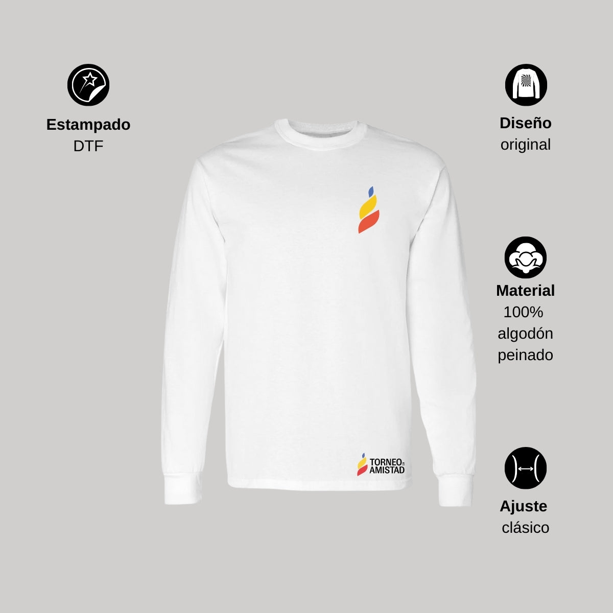 Playera Manga Larga Unisex Algodón Torneo de la Amistad D5