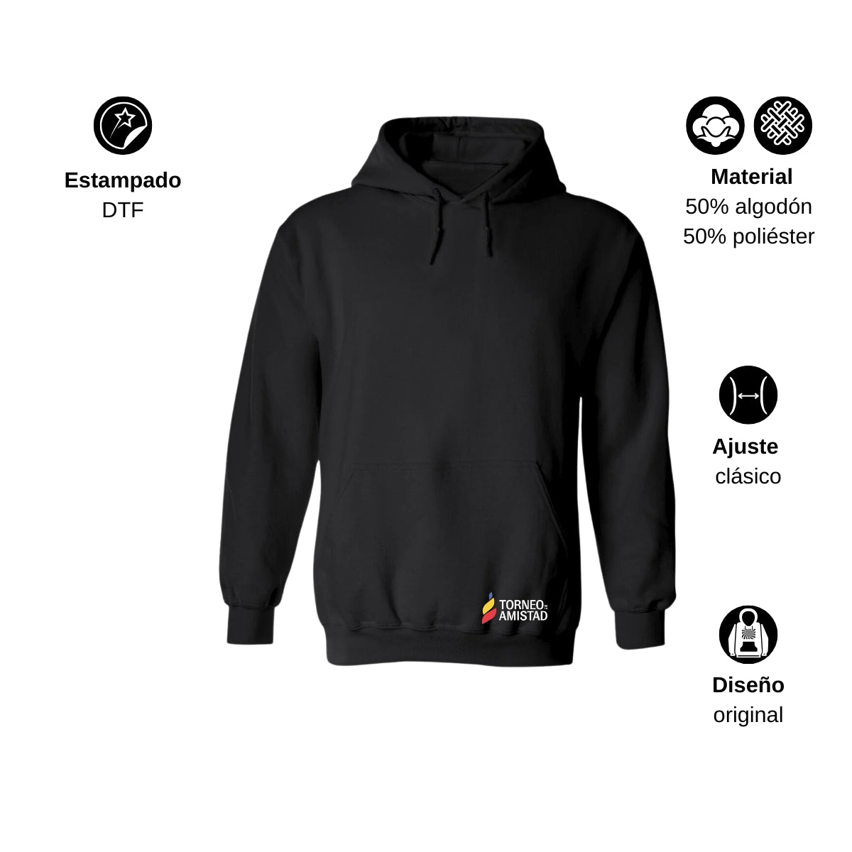Sudadera Hoodie Unisex Algodón Poliéster Torneo de la Amistad D2