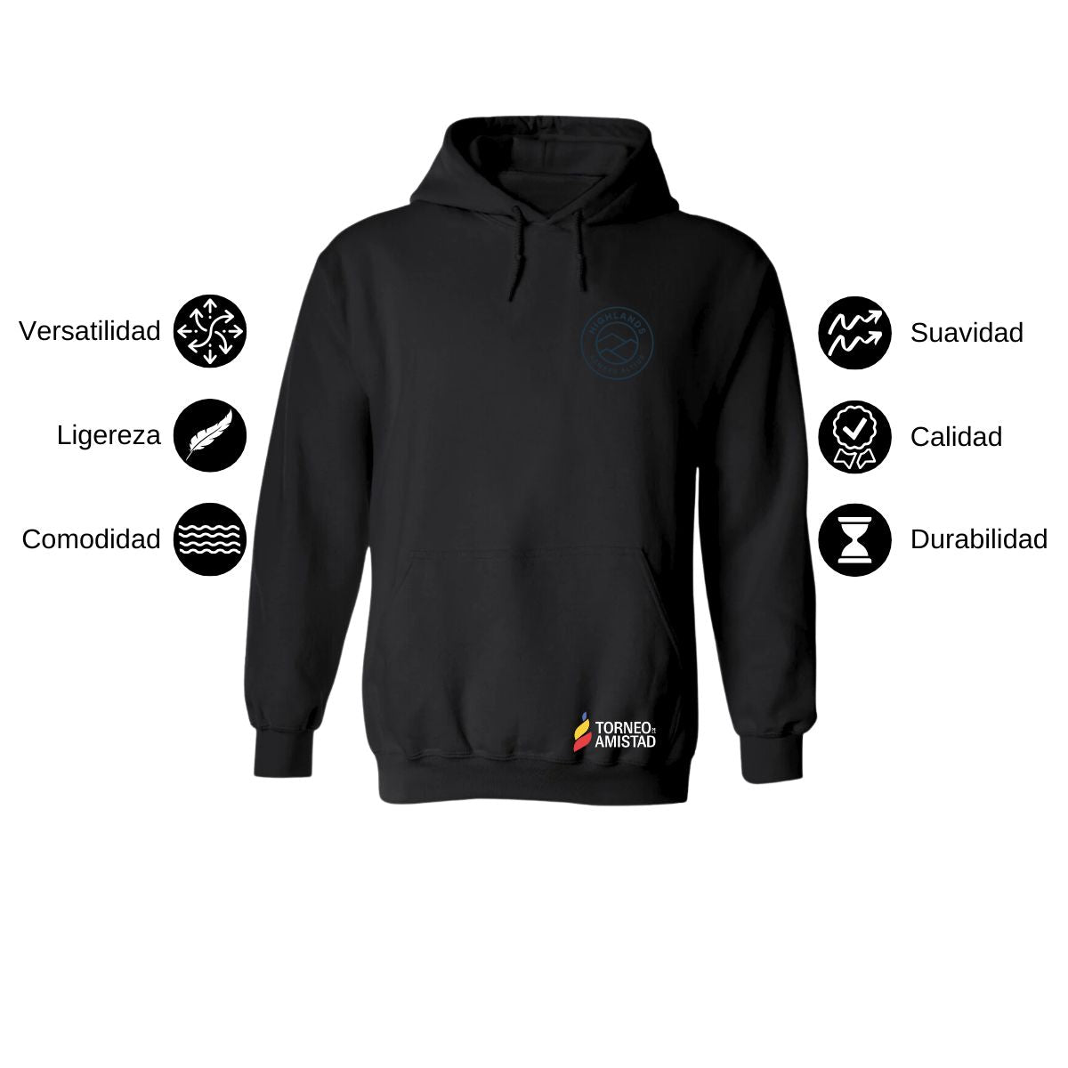 Sudadera Hoodie Unisex Algodón Poliéster Torneo de la Amistad D2E Highlands