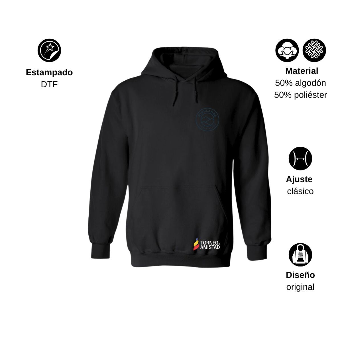 Sudadera Hoodie Unisex Algodón Poliéster Torneo de la Amistad D2E Highlands