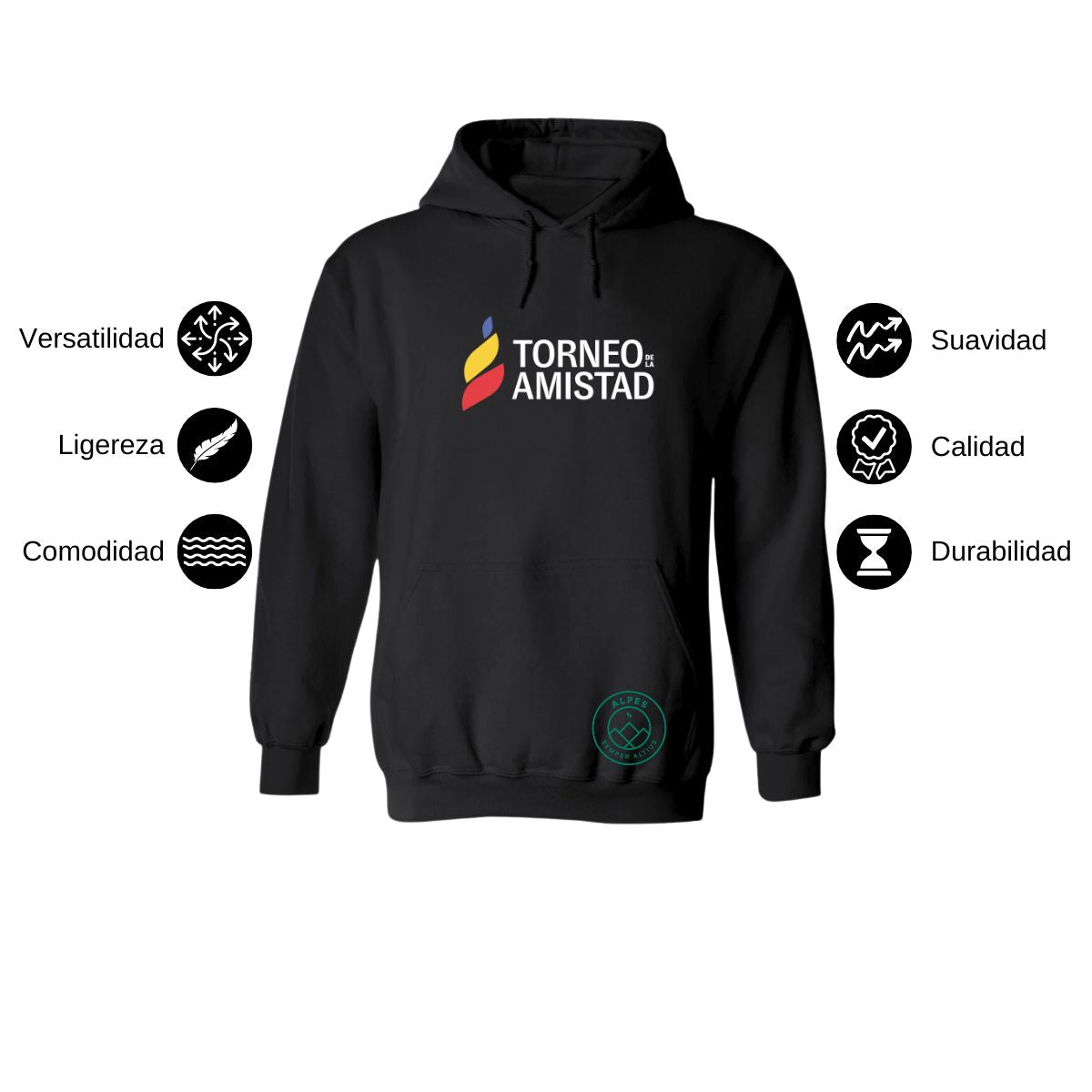 Sudadera Hoodie Unisex Algodón Poliéster Torneo de la Amistad D3T Alpes