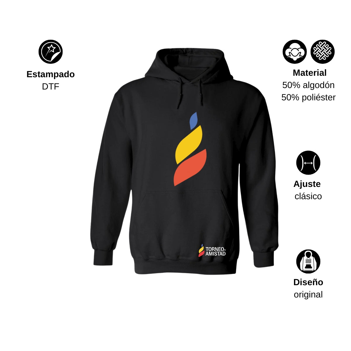 Sudadera Hoodie Unisex Algodón Poliéster Torneo de la Amistad D4