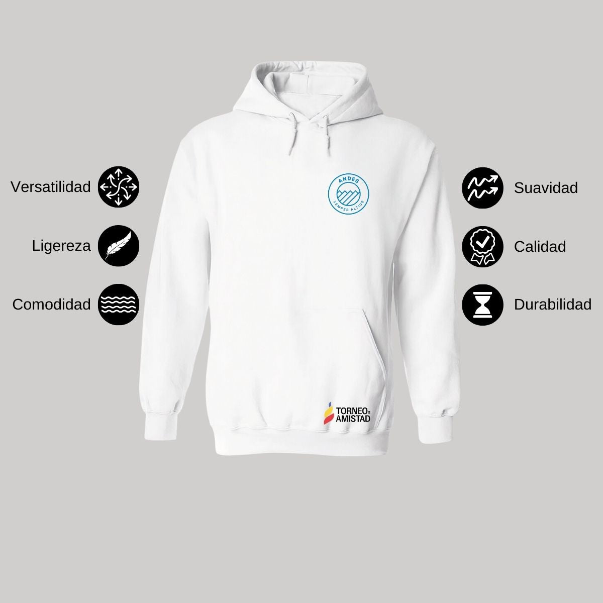 Sudadera Hoodie Unisex Algodón Poliéster Torneo de la Amistad D2E Andes